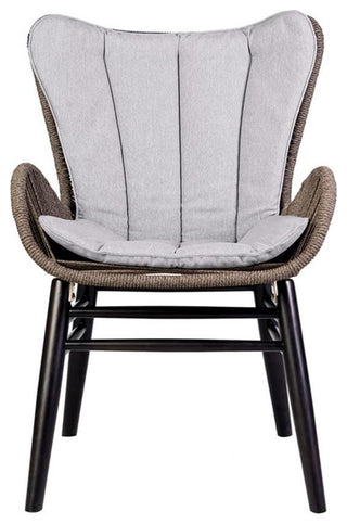Armen Living Fanny Outdoor Fabric/Wood Dining Chair in Truffle Gray/Black