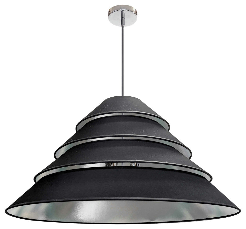 4Light Aranza Pendant, Black/Silver Shade, Polished Chrome