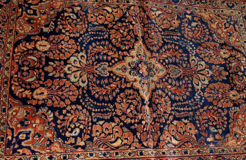 Handmade Antique Persian Sarouk Rug, 3.4'x5.3', 103cmx161cm 1920s