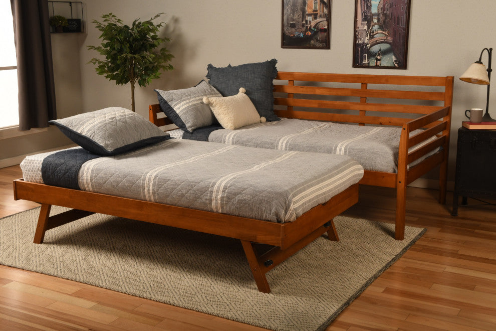 Boho Daybed With Pop Up and Linen Aqua Mattresses, Barbados