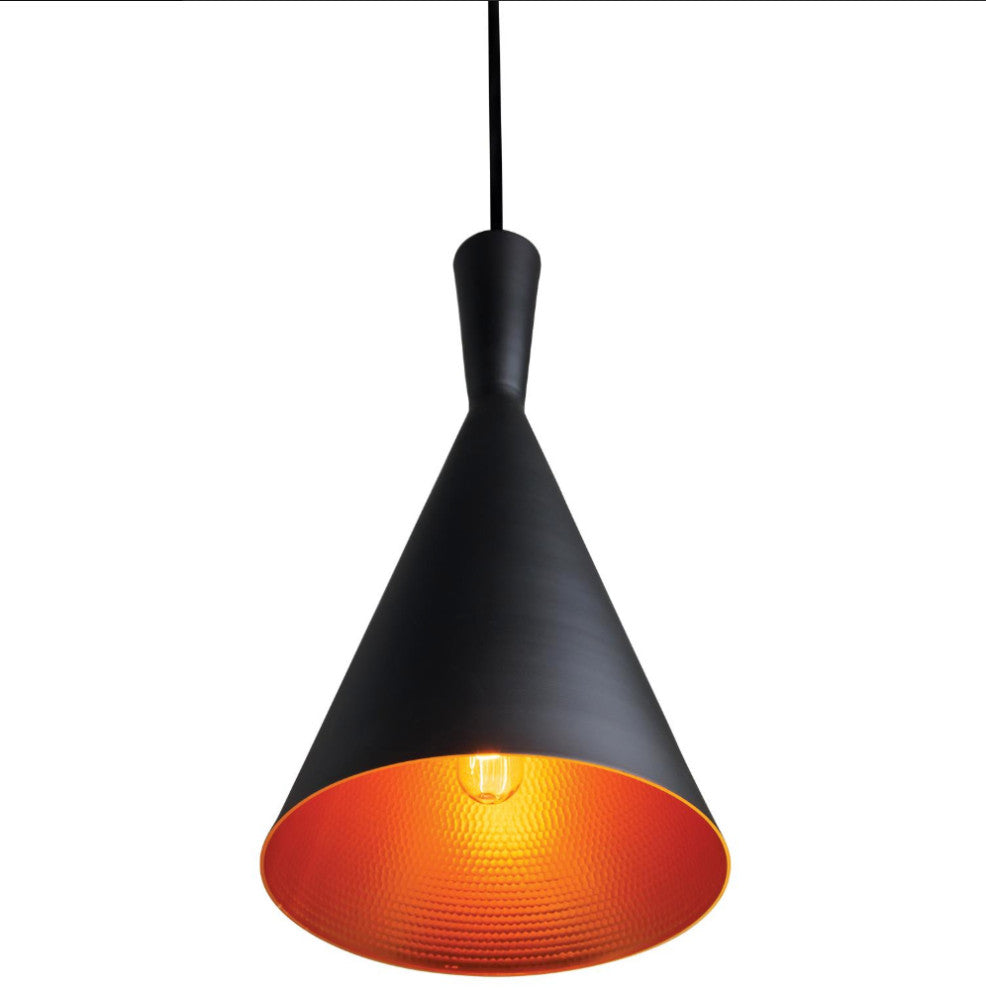 Sunlite 7" Cone Pendant Vintage Antique Fixture Matte Black