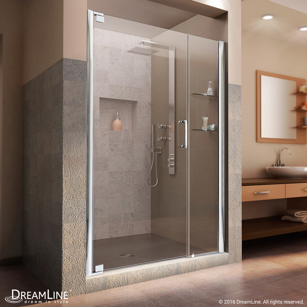 DreamLine Elegance 49.25"-51.25" Frameless Pivot Shower Door, Brushed Nickel