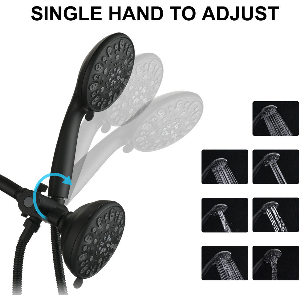 Set of shower heads With handheld and valve, Matte Black