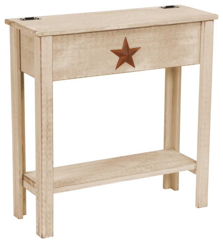 Farmhouse Style Treasure Box Side Table, Country Tan