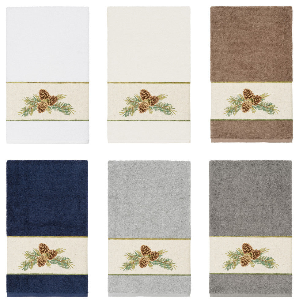 Linum Home Textiles Turkish Cotton Pierre Embellished Bath Towel, Latte