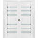 Sliding Interior Double Pocket Doors|Frosted Glass|Quadro 4266 White Silk 48x80