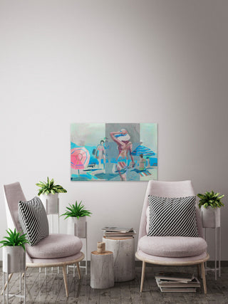 "Striped Bikini" Painting Print on Wrapped Canvas, 18"x12"
