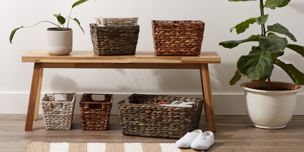 DII Asst Gray Wash Hyacinth Basket Set of 5