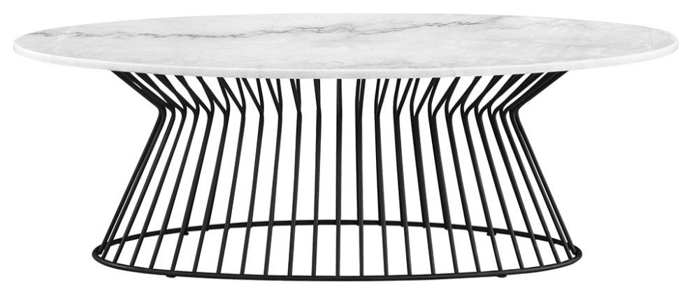 Madison Park Marbury White Marble Round Coffee Table, Coffee Table
