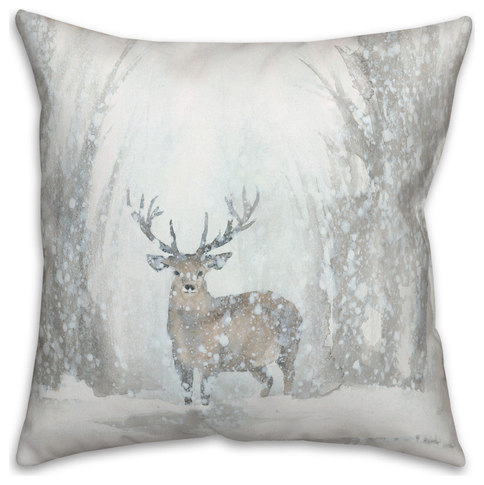 Deer In Winter 16x16 Spun Poly Pillow