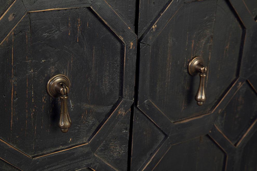Close-up of the front panel hardware/handles on a white background.