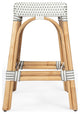 Robias Rectangular Rattan 24.5" Counter Stool, Grey and White