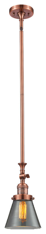 1-Light Small Cone 6" Pendant, Antique Copper, Glass: Smoked