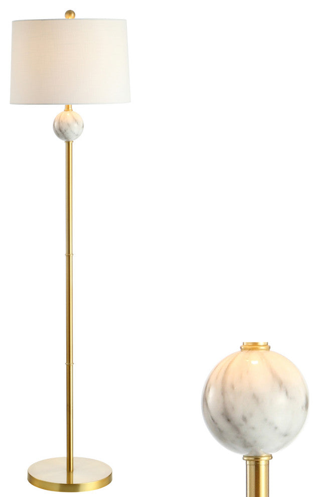 Vaughn 60" Modern Metal and Resin LED Floor Lamp, Brass Gold and White