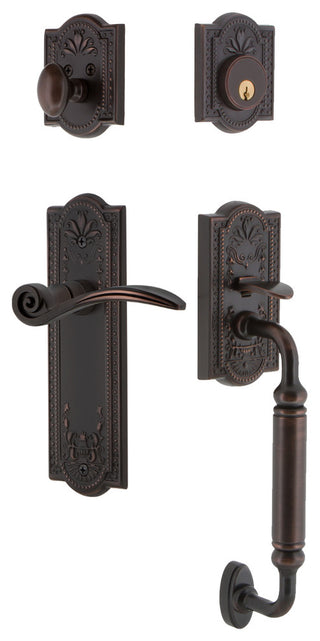 Meadows Plate C Grip Entry Set Swan Lever, Timeless Bronze, 2-3/8", Right
