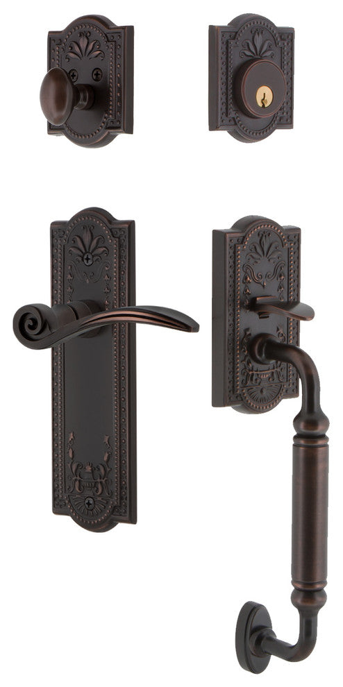 Meadows Plate C Grip Entry Set Swan Lever, Timeless Bronze, 2-3/8", Right