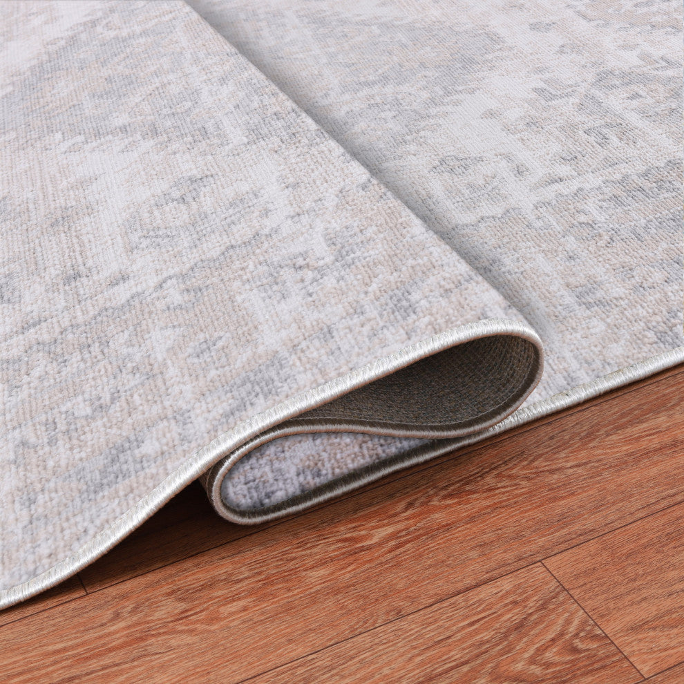 Low-Pile Beck Beige/Gray Rug, Beige, 5'3"x8'
