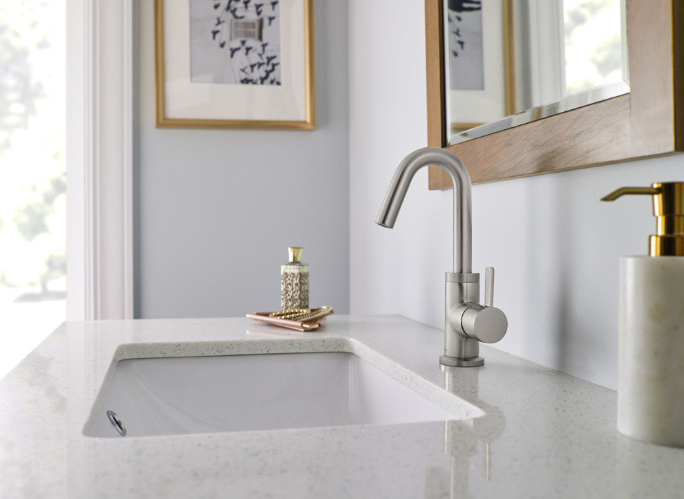 Amalfi Single Handle Lavatory Faucet, Brushed Nickel