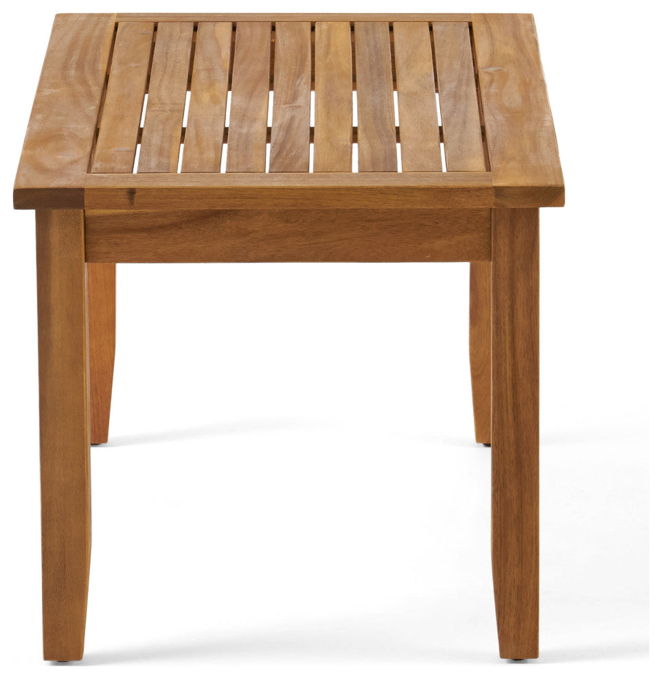 GDF Studio 4-Piece Peyton Acacia Wood Chat Set With Water Resistant Cushions, Blue
