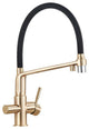 Brushed Gold Solid Brass Kitchen Faucet With Purified Water Tap