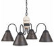 Wood and Punched Tin Chandelier, Vintage White