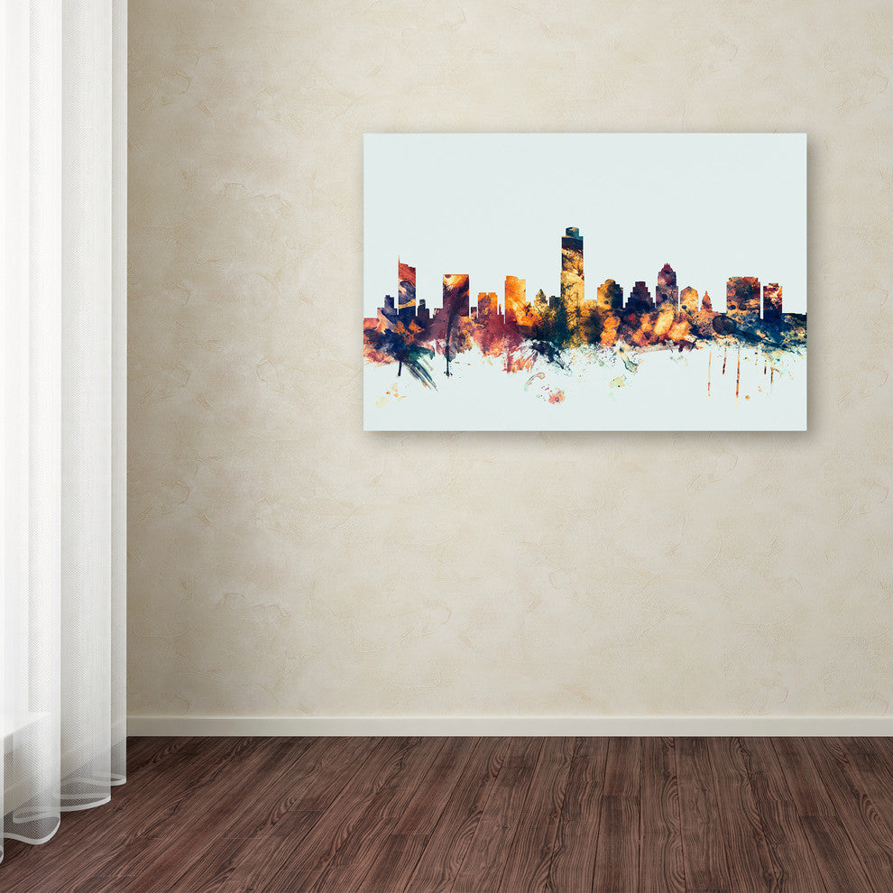 Michael Tompsett ''Austin Texas Skyline Blue'' Canvas Art, 12x19