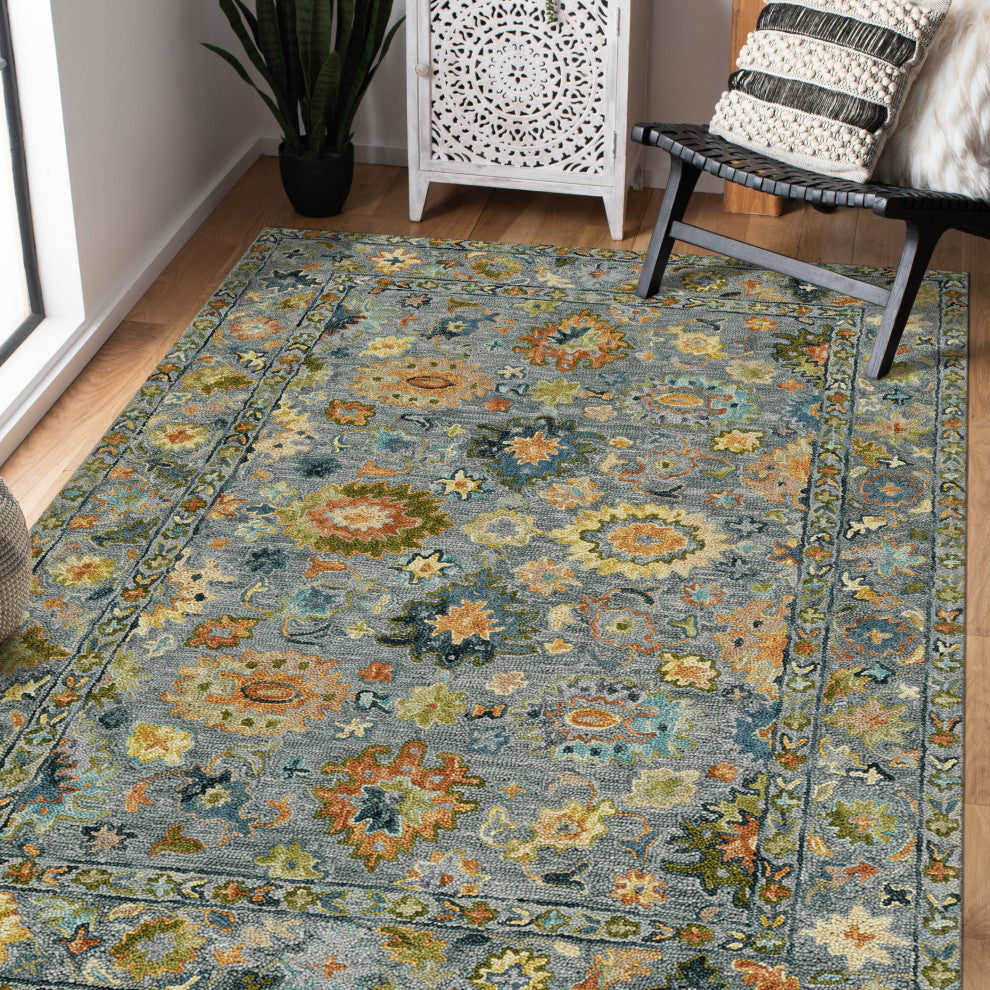 Jackson Traditional Gray Hand-Hooked Area Rug 3'6" x 5'6"