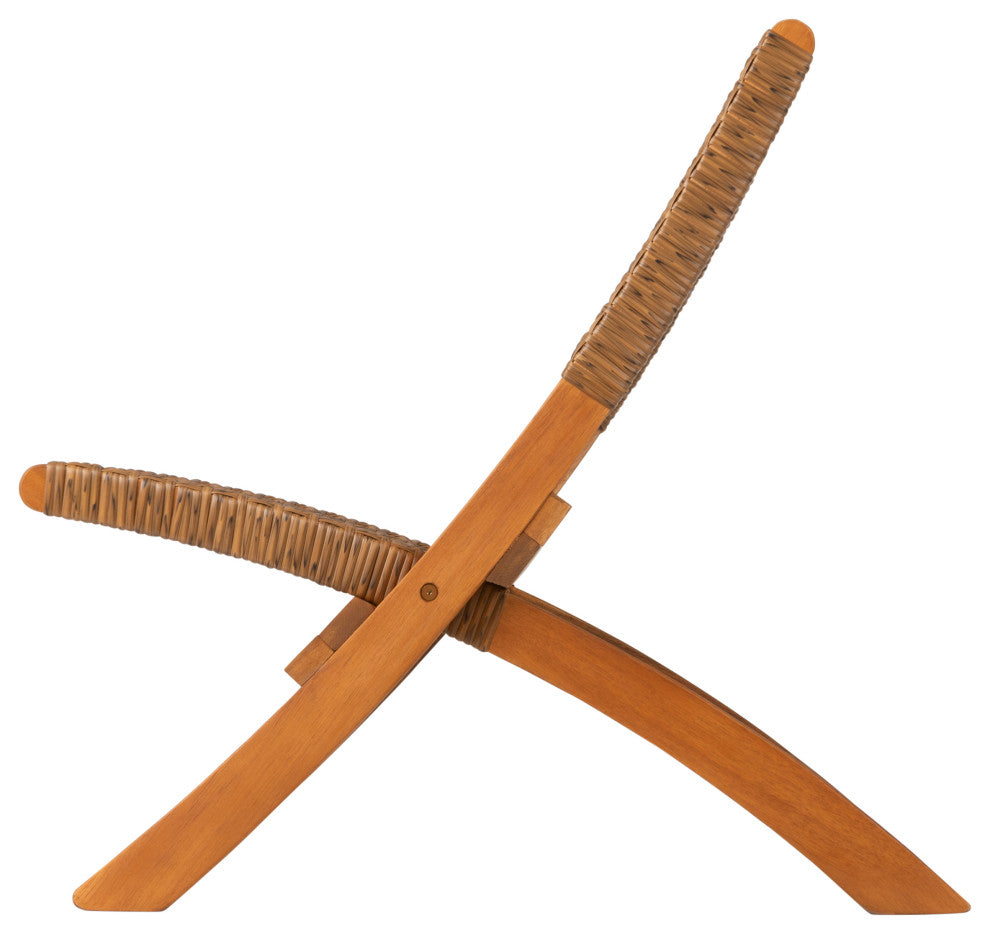 Sava Indoor-Outdoor Folding Chair in Tan Wicker