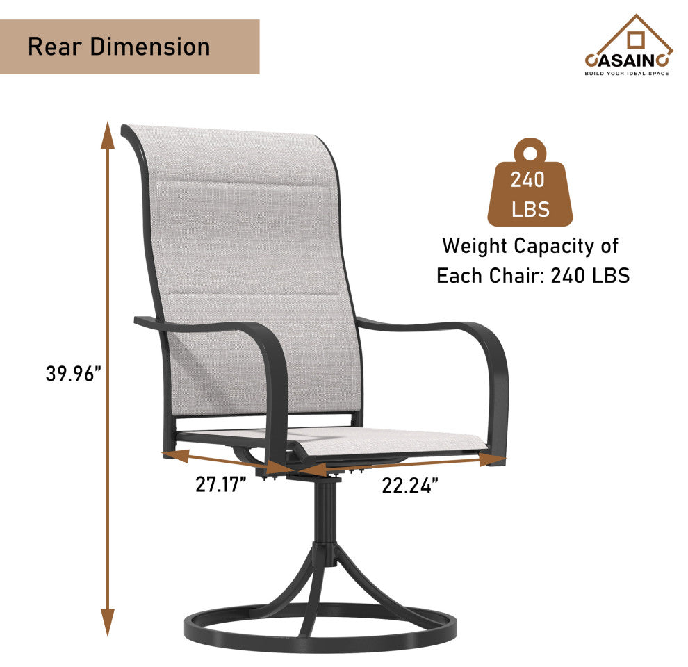 CASAINC 2 Piece Textilene Fabric Iron Frame Swivel Dining Chair