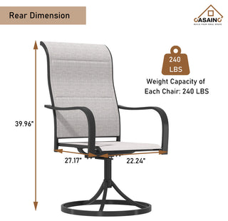 CASAINC 2 Piece Textilene Fabric Iron Frame Swivel Dining Chair
