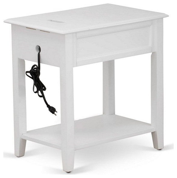 Wood Night Stand With 1 Drawers, Stable And Sturdy Constructed White Finish