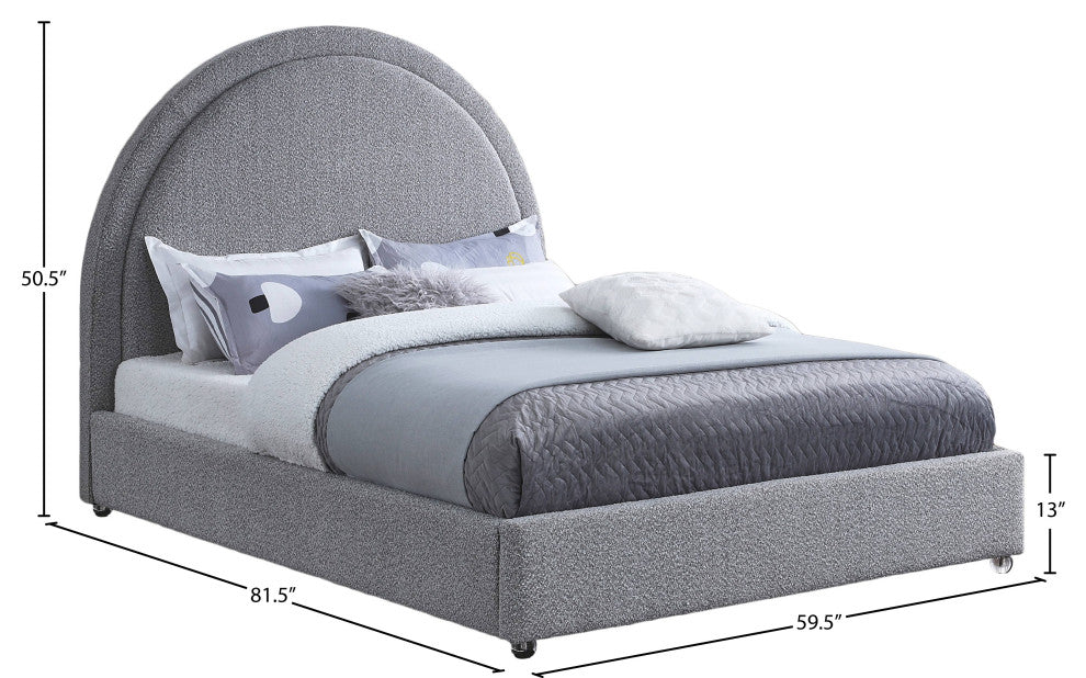 Milo Velvet Upholstered Bed, Gray, Full