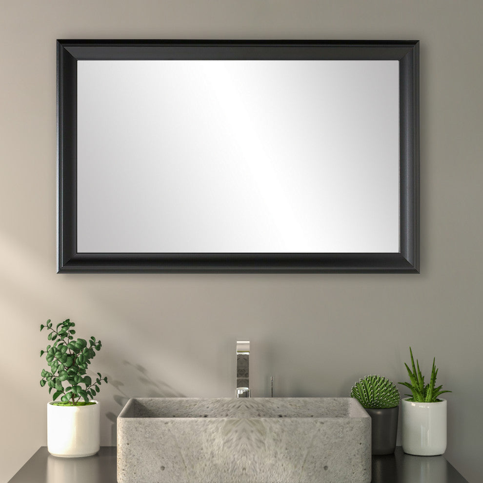 Woodford Framed Wall Mirror, Black, 28" X 24"