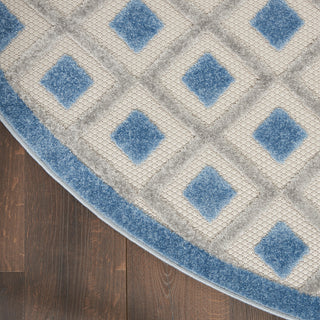 Nourison Aloha 7'10" Round Blue/Grey Modern Area Rug