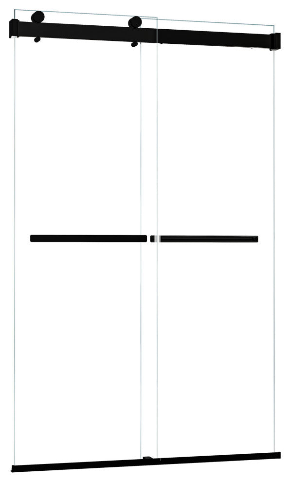 Marcelo By Pass Frameless Shower Door, Clear Glass, Matte Black, 48"wx76"h