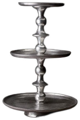 Round Silver Polished Three Tier Stand