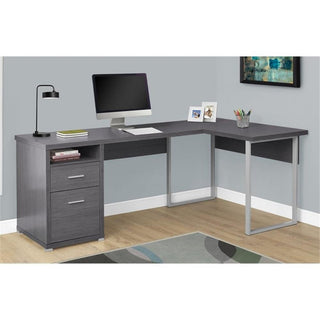 Computer Desk Home Office Corner 80"L L Shape Work Laptop Metal Grey