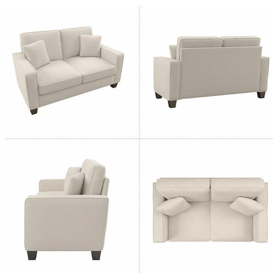 Catania Modern / Contemporary 61W Loveseat in Cream Herringbone Fabric