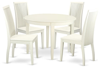 5 Pc Kitchen Set, Dining Table, 4 Faux Leather Seat Kitchen Chairs In White