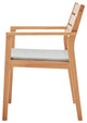 Side Dining Chair Armchair, Wood, Brown Natural Taupe Gray, Modern, Outdoor