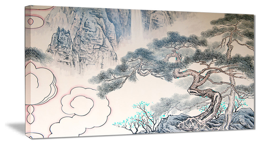 "Chinese Blue Tree Art" Canvas Print, 40"x20"