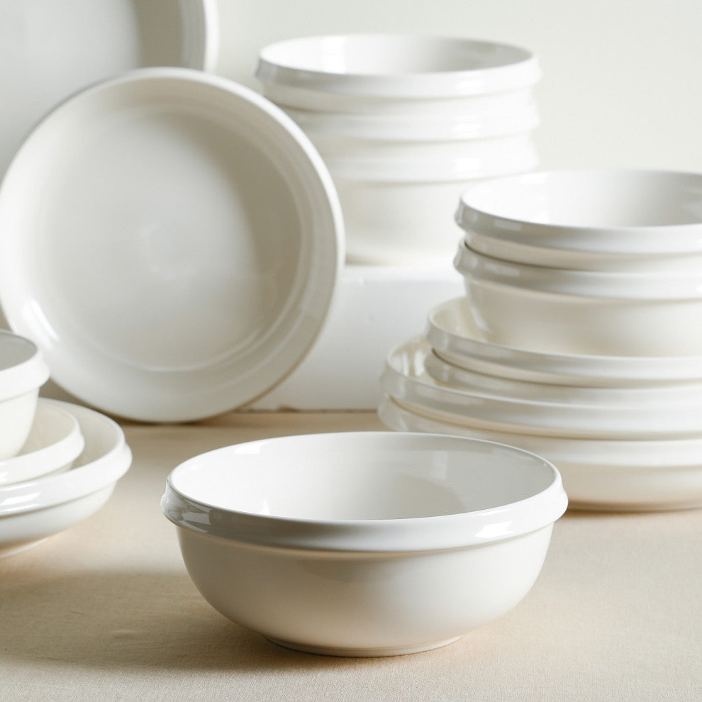 Stone Lain Verso Porcelain Bowl Set of 4, White