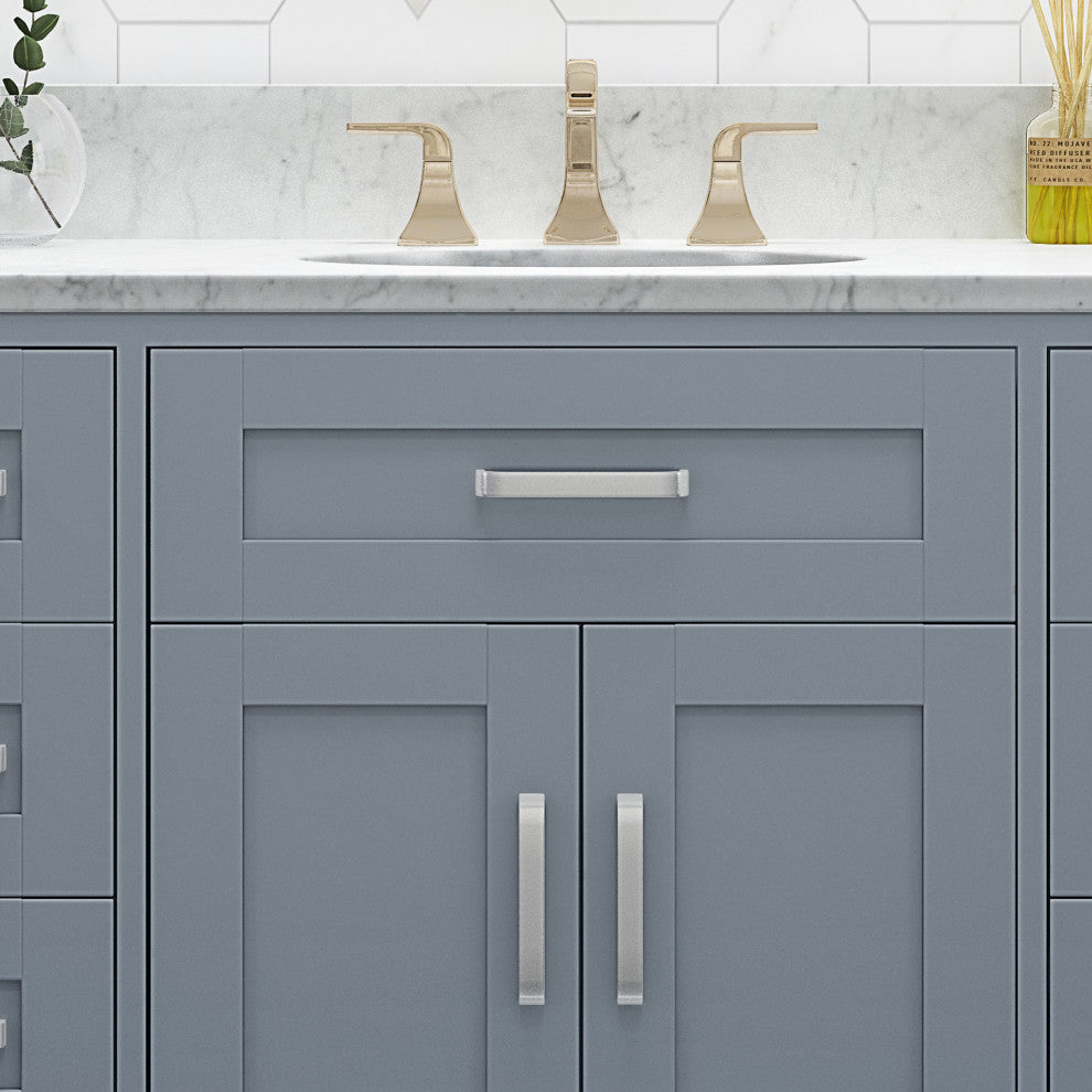 Grace Contemporary 48" Wood Single Sink Bathroom Vanity With Marble Counter Top, Gray