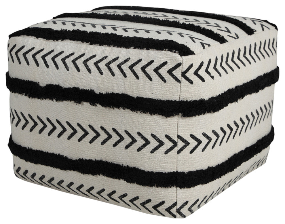 Textured Chevron Stripe Pouf Ottoman