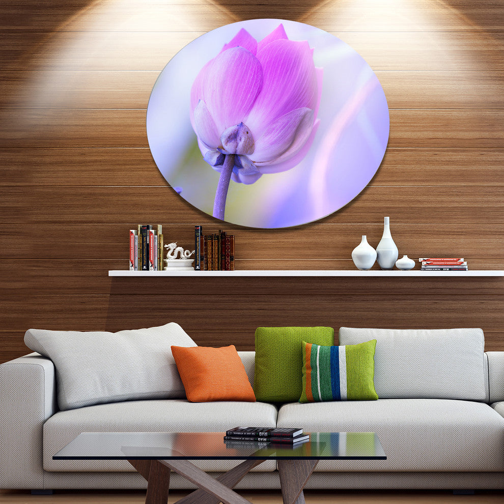 Single Lotus Flower, Modern Flower Round Wall Art, 11"