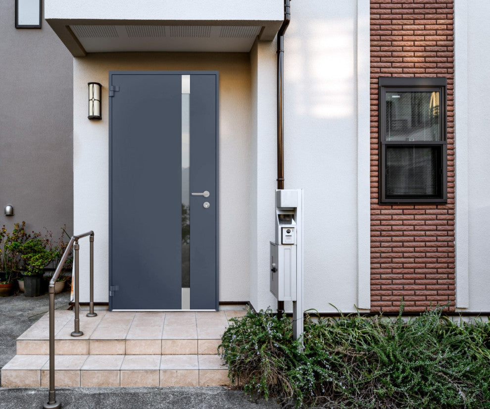 Exterior Entry Front Steel Door /Cynex 6777 Grey /32x80 Left Outswing