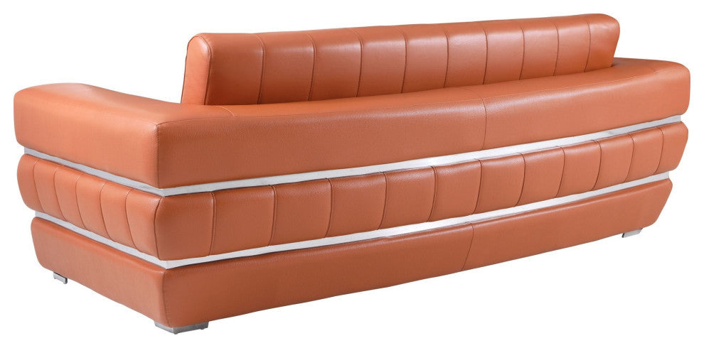 Ferrara Genuine Italian Leather Modern Sofa 2-Piece Collection Camel