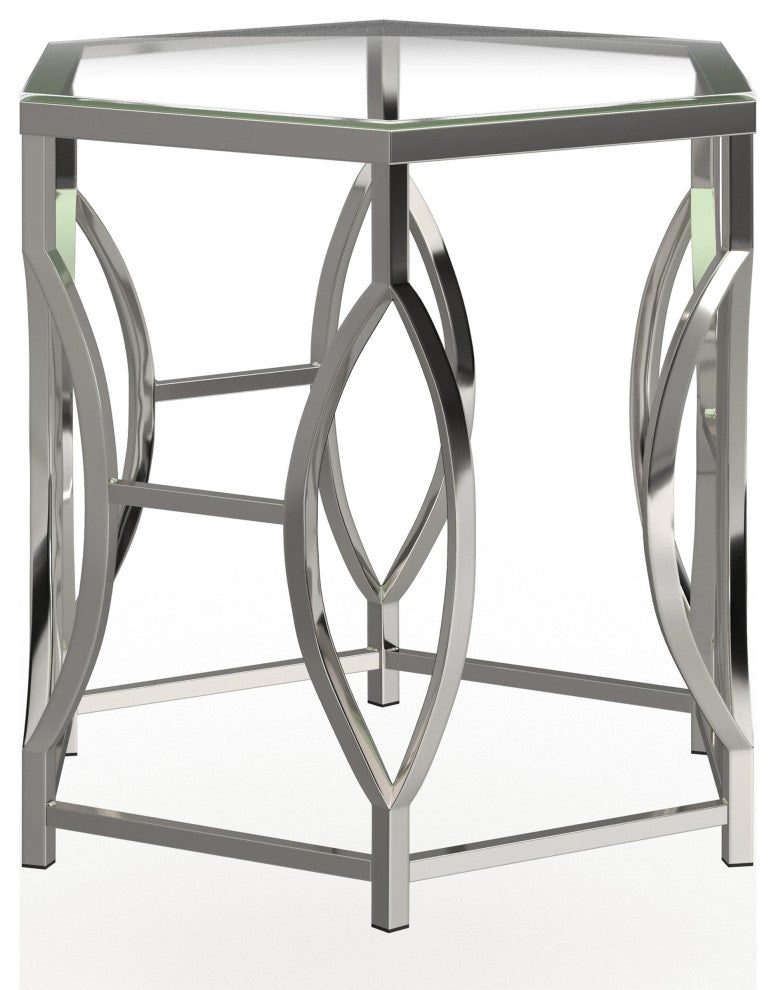 Furniture of America Annette Contemporary Metal End Table in Chrome