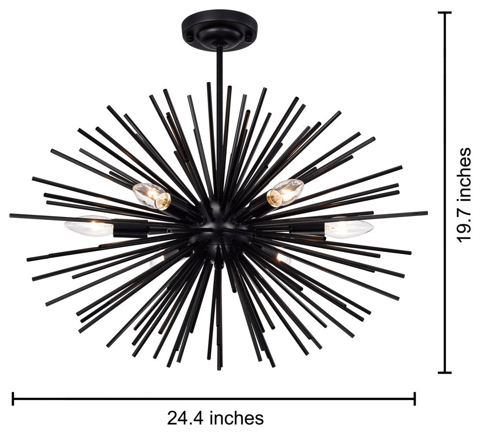Sami Sputnik Black 6-Light Industrial Chandelier Sphere Globe