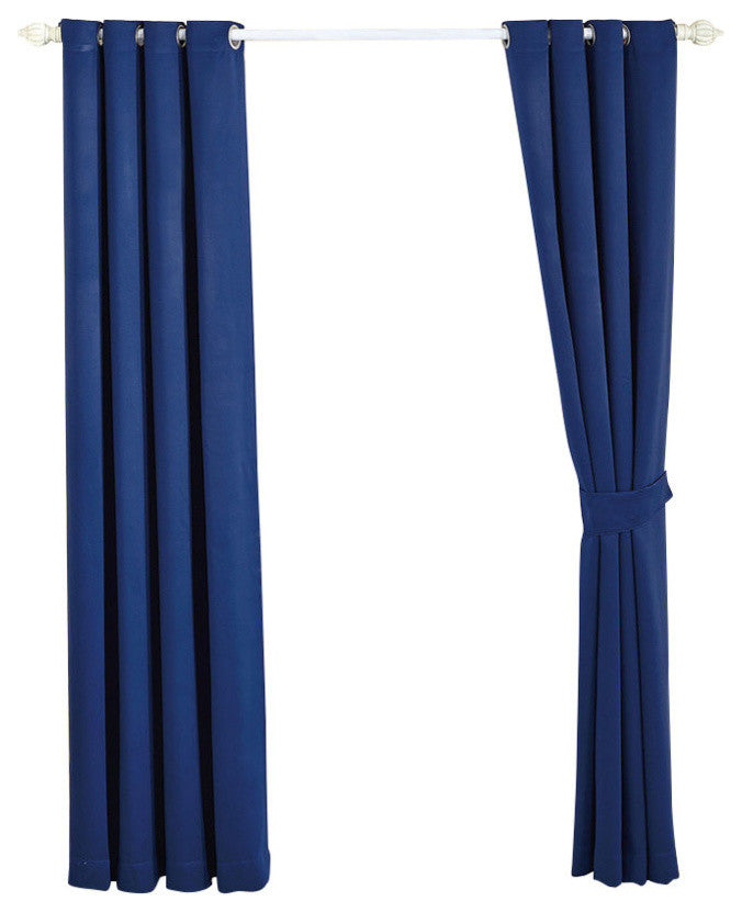Serenta Black Out Curtains 4 Piece Sets, Dark Blue, 54" X 63"